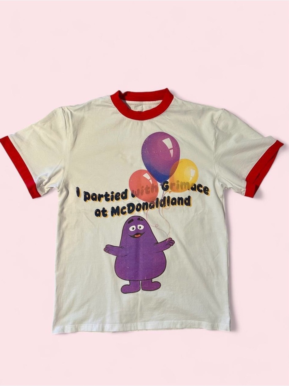 PacSun White & Red Grimace Balloon Graphic Ringer Tee
